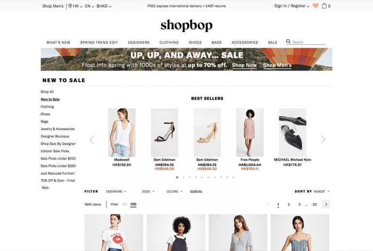 Shopbop / #EastDane 清貨低至3折優惠＋免運費