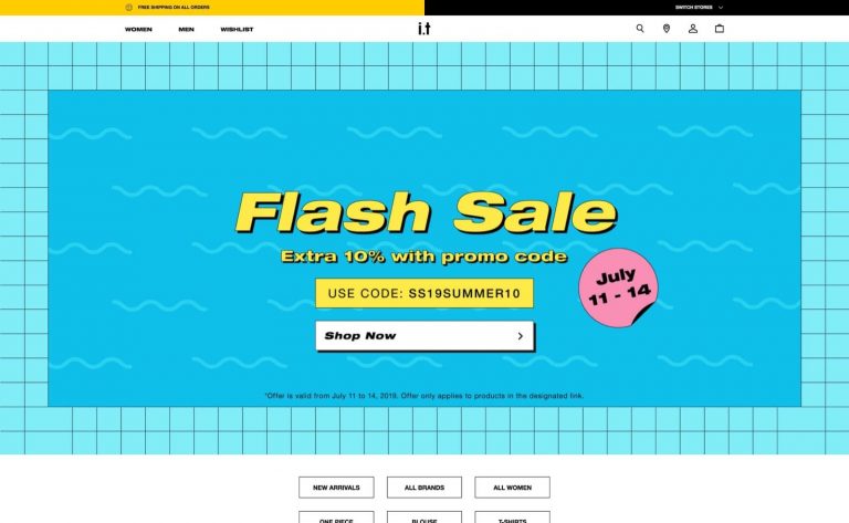 I.T 網店 19年春夏 flash sale 額外9折優惠碼：超多新貨都有得折