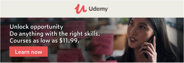 Udemy 2019年11月優惠碼：所有課程低至US$11.99