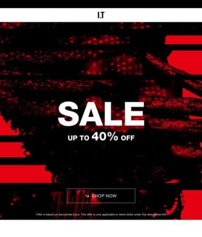 I.T Black Friday 2019優惠：低至6折 ＋ I.T Streetwear低至7折優惠