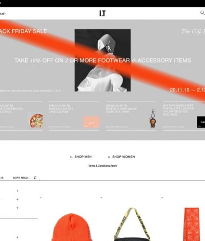 I.T Black Friday 2019優惠：2件袋/鞋/襯飾額外9折＋送超正禮品＋2020年S/S季新款9折優惠碼