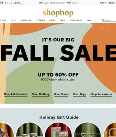 Shopbop/EastDane 秋季大減價優惠：全站低至5折優惠碼