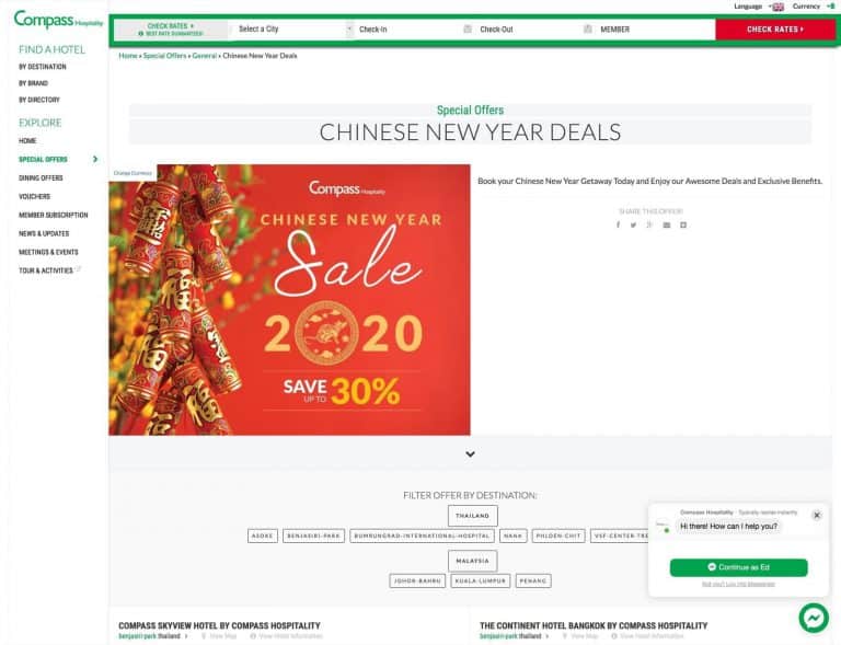 Compass Hospitality 酒店農曆新年2020年優惠：低至7折優惠