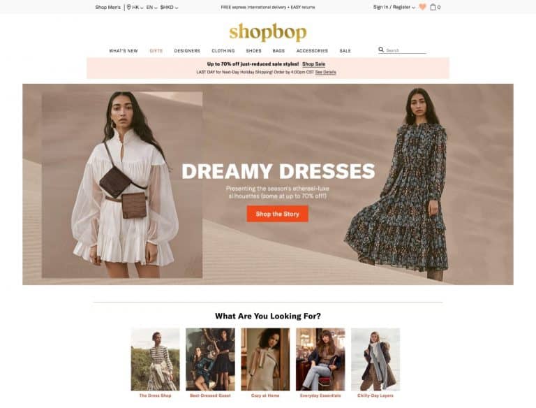Shopbop/EastDane 2019年聖誕節/Boxing Day大減價：低至25折＋額外7折優惠碼