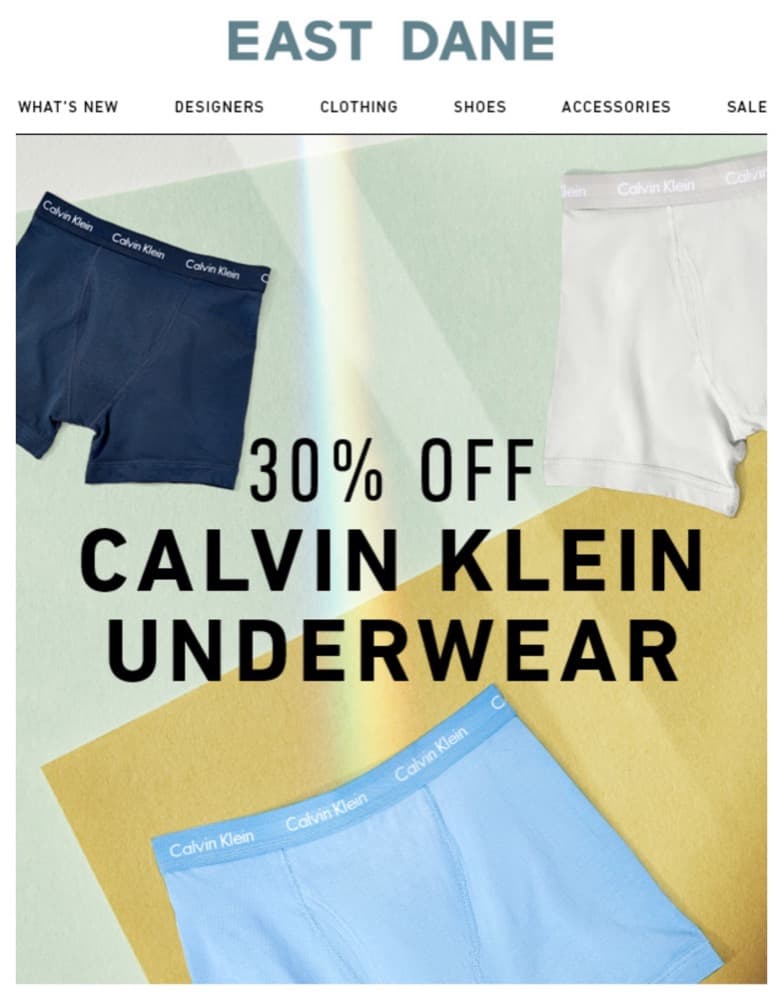 精選慳家人優惠推介：[又嚟喇] EastDane X CALVIN KLEIN UNDERWEAR內衣褲大減價：7折優惠＞即刻去睇睇優惠詳情啦！