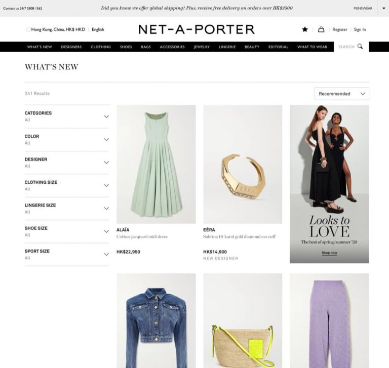 NET-A-PORTER.com 2020年夏裝額外85折優惠碼