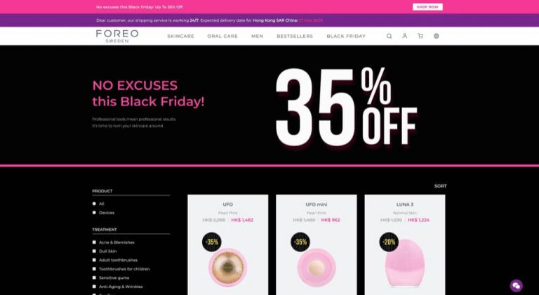FOREO 2020年Black Friday優惠65折優惠