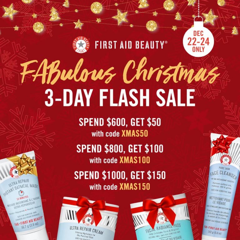 美國人氣First Aid Beauty X’mas Flash Sale 3日快閃優惠低至59折優惠碼