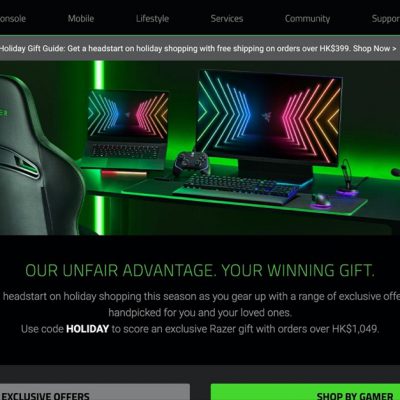 雷蛇 Razer 聖誕禮物優惠碼：送獨家贈品
