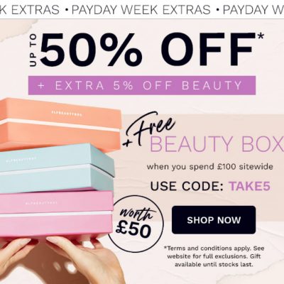 Lookfantastic 低至5折＋買夠£100送價值£50 Beauty Box優惠碼