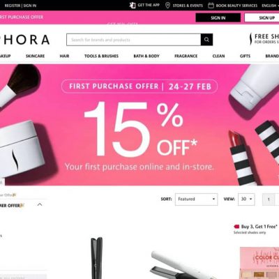 Sephora 2月快閃迎新優惠碼：全單額外85折