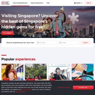新加坡旅遊局 SingapoRewards 旅遊獎賞計劃：免費體驗新加坡精選活動
