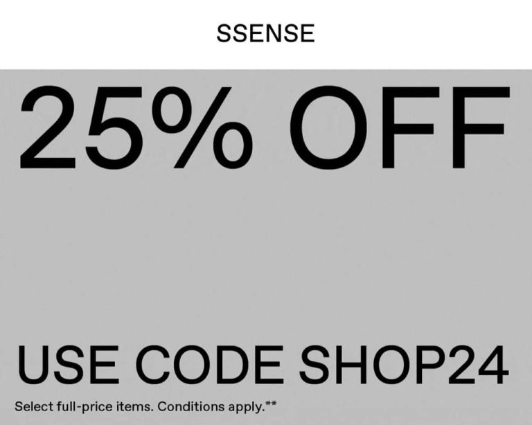 SSENSE 秋裝額外75折優惠碼