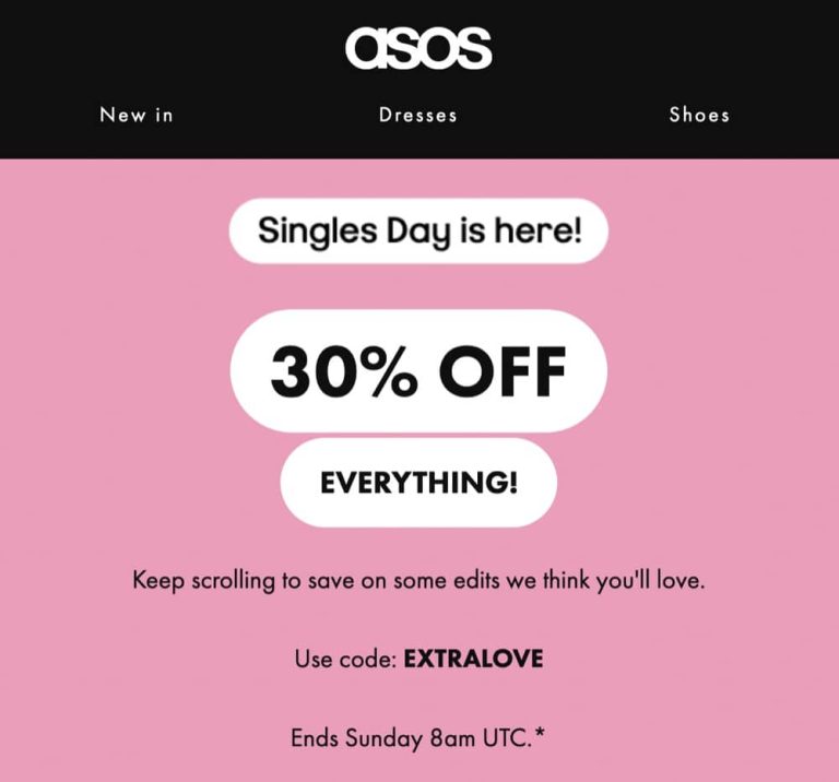 ASOS 雙11 快閃全網額外7折優惠碼