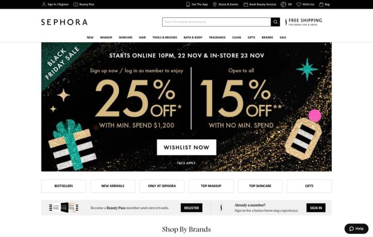 Sephora HK Black Friday 全網額外75折優惠