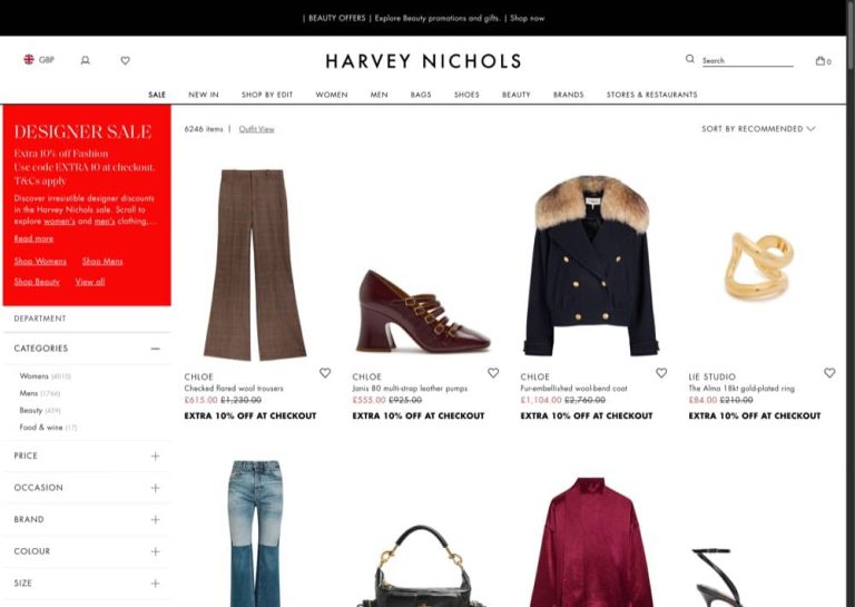 HARVEY NICHOLS 冬季大減價 + 額外9折優惠碼