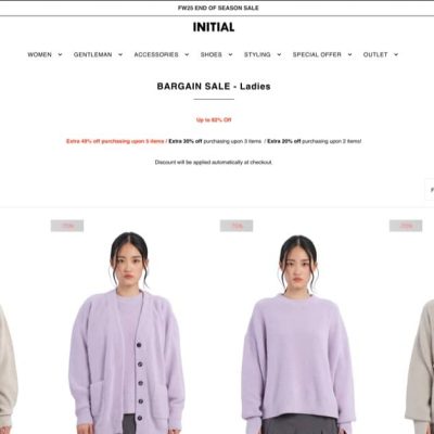 INITIAL Fashion 5週年慶 Final Sale 低至18折+額外4折