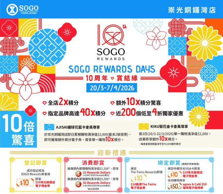 崇光購物每滿$1000即減$120優惠