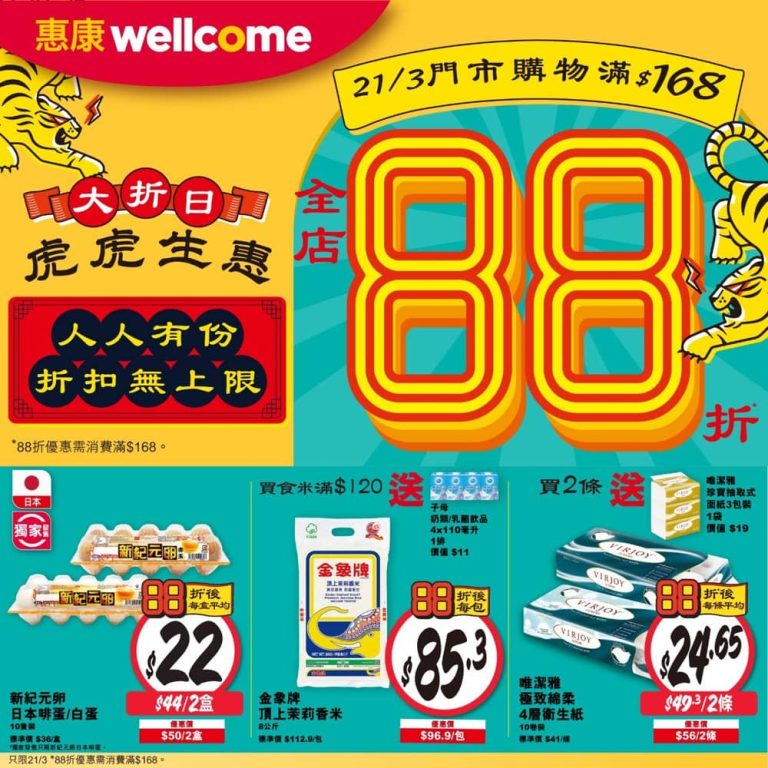 惠康Wellcome 一日限定「虎虎生惠」大折日全場88折